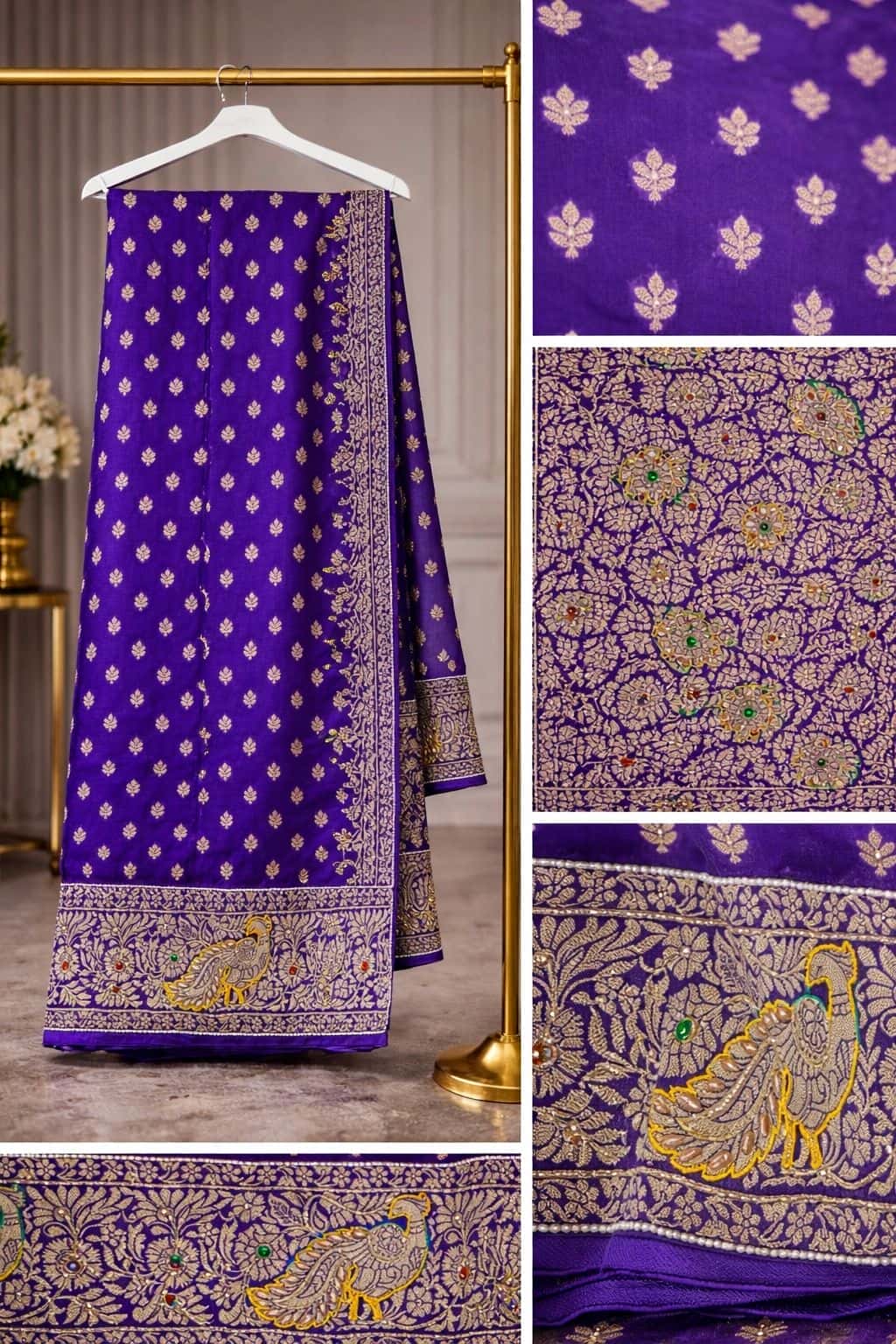 Antique Gold Zari Drape